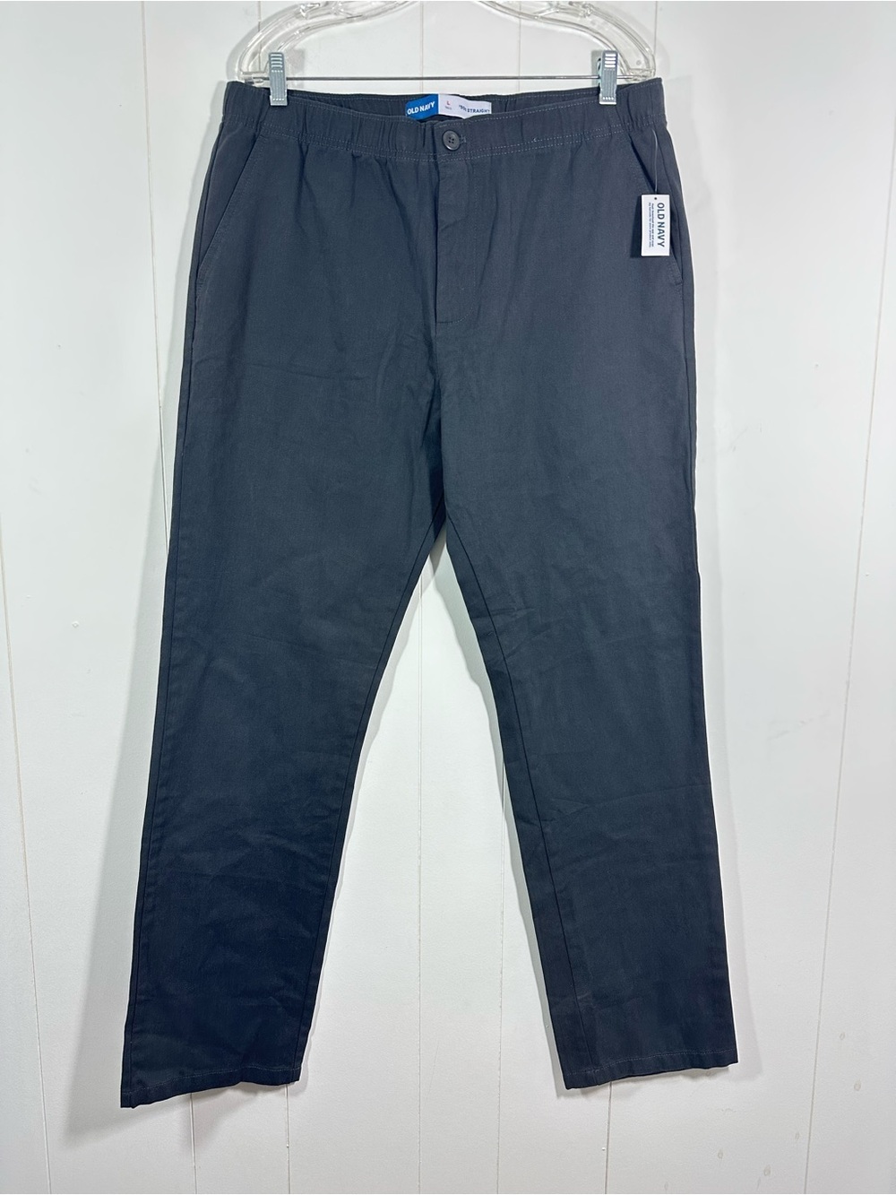 NWT Old Navy 90's Straight Men’s Size L Tall Gray Chino Pants Drawstring Cotton